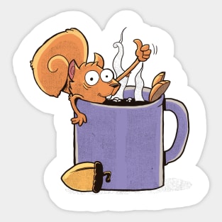 Squirrel drinks coffee Sticker
